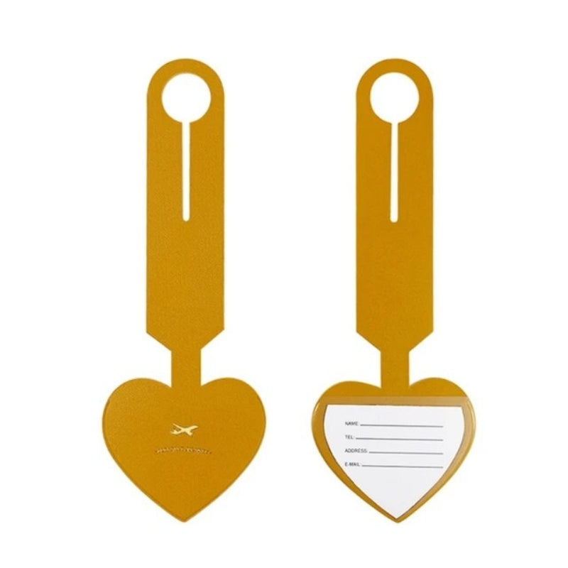 porte étiquette valise en cuir - Jaune