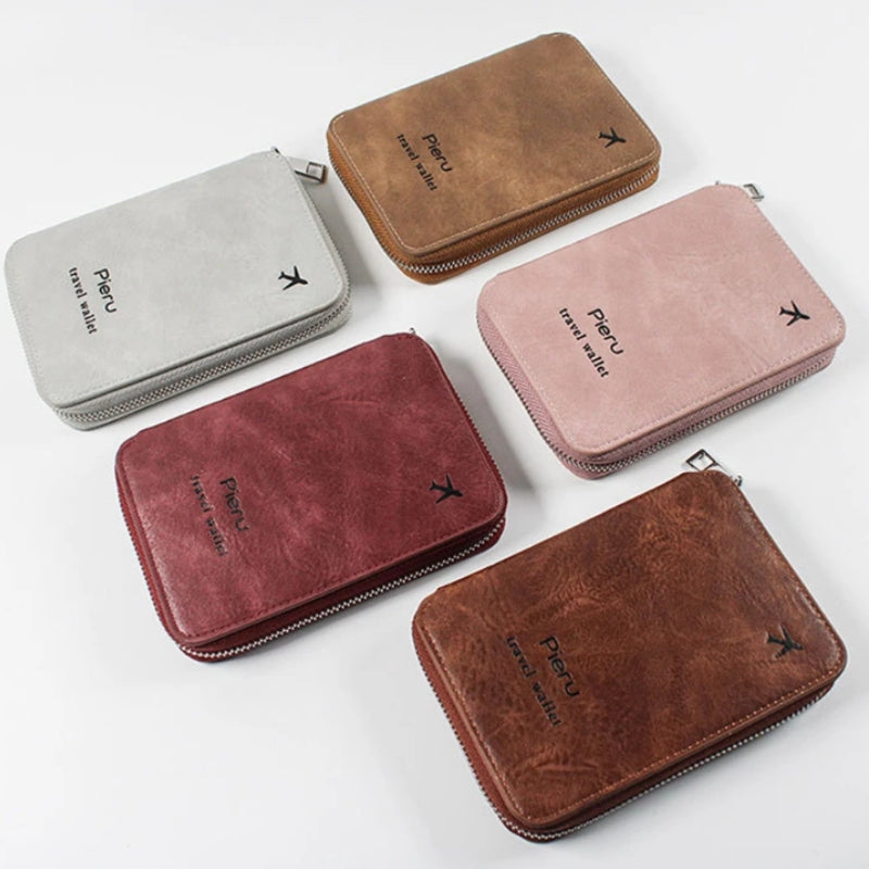 Portefeuille RFID Femme cinq portefeuilles alignés - Rose - Noir - Gris - Marron Foncé - Rouge - Marron Clair
