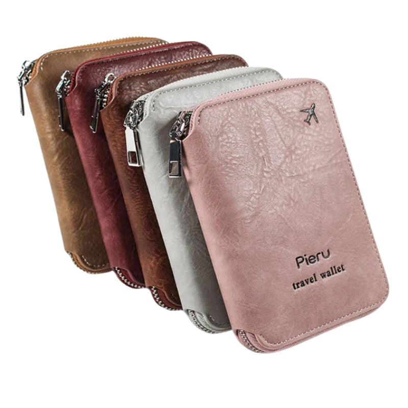 Portefeuille RFID Femme cinq portefeuilles alignés - Rose - Noir - Gris - Marron Foncé - Rouge - Marron Clair