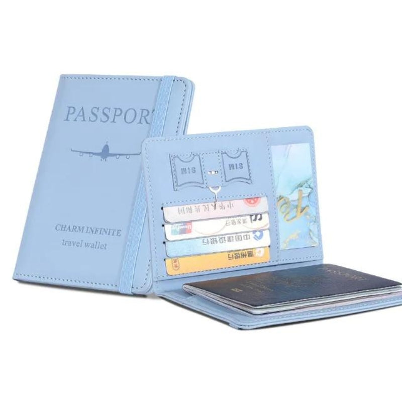 portefeuille femme protection RFID - Bleu Ciel 