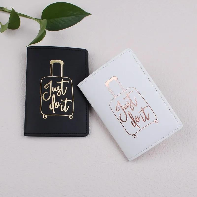 protège passeport cuir femme - Noir - Blanc