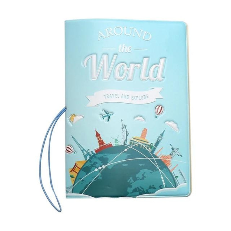 cute small passport holder - Sky Blue with Pattern