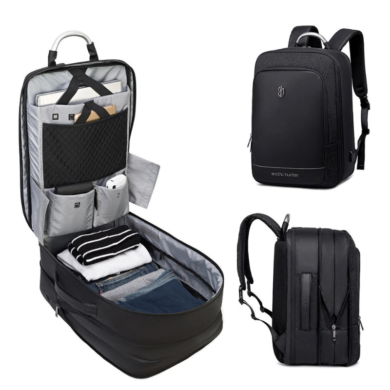 sac à dos usb - Noir - Gris foncé - Gris clair
