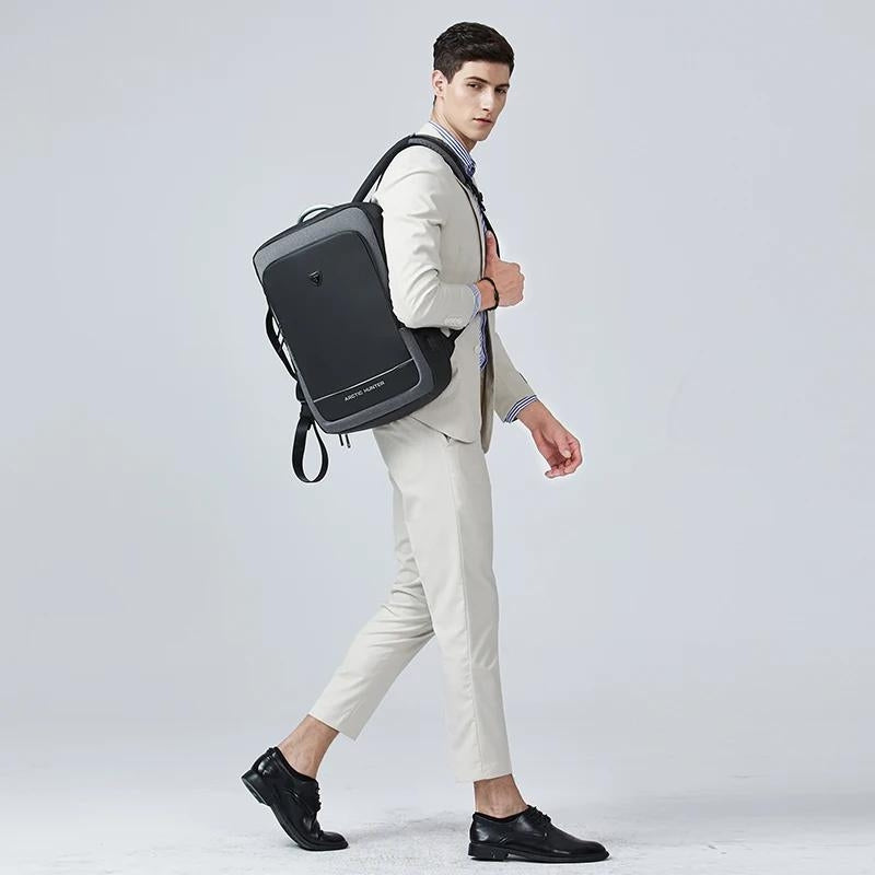 sac à dos port usb - Noir - Gris foncé - Gris clair