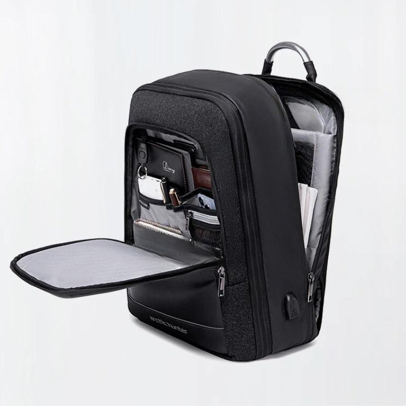 sac à dos à port usb - Noir - Gris foncé - Gris clair