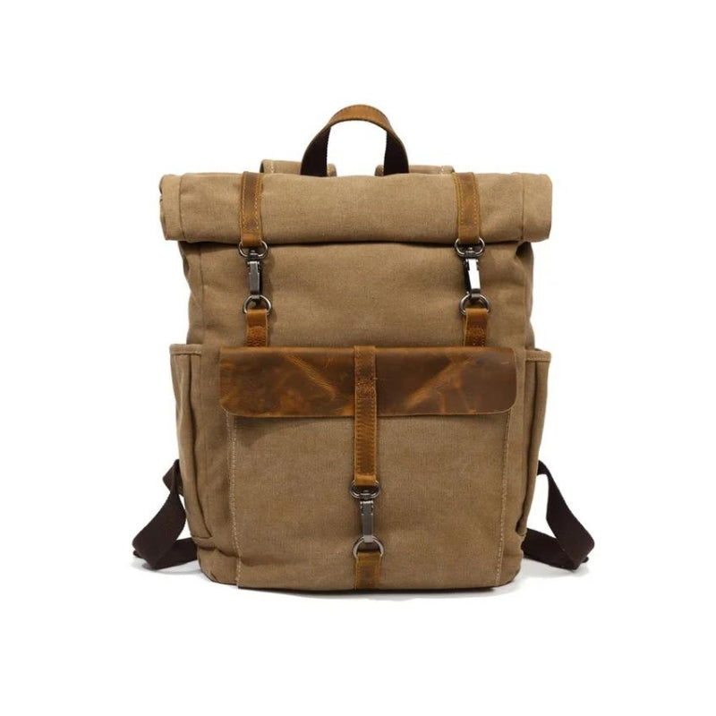 sac à dos toile et cuir - Beige