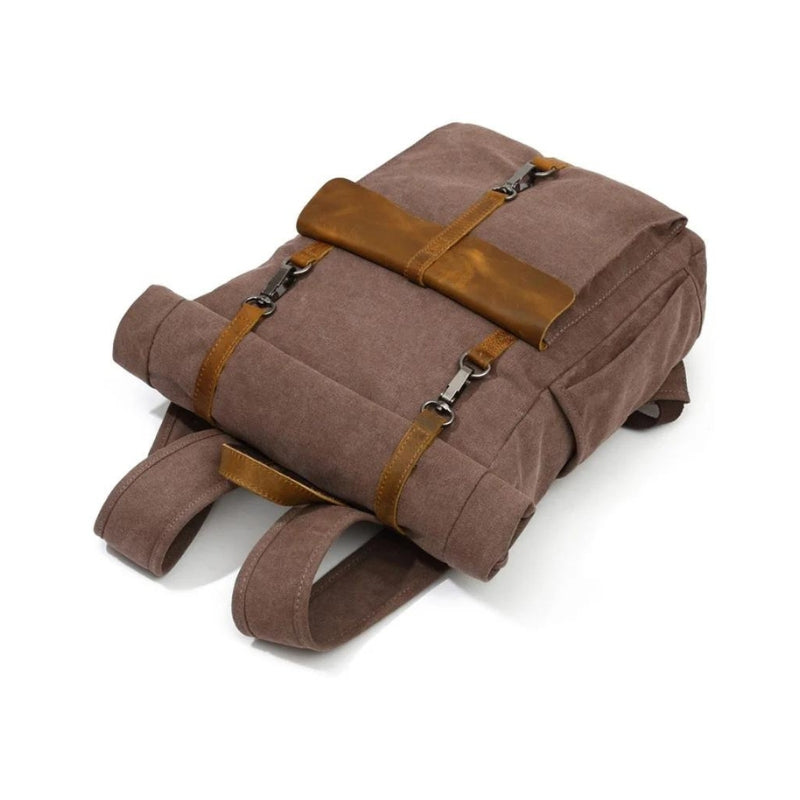 sac à dos homme toile et cuir - Vert - Gris - Bleu - Beige - Marron