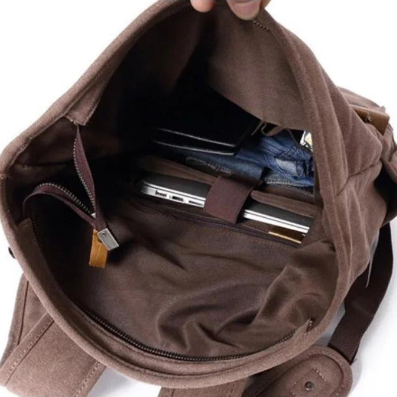 Sac à Dos Canvas intérieur avec ordinateur - Vert - Gris - Bleu - Beige - Marron