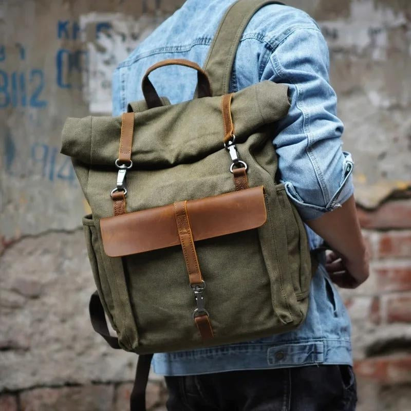 sac à dos toile léger - Vert - Gris - Bleu - Beige - Marron