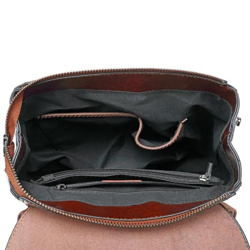 sac à dos cuir femme vintage - Caramel - Marron - Noir