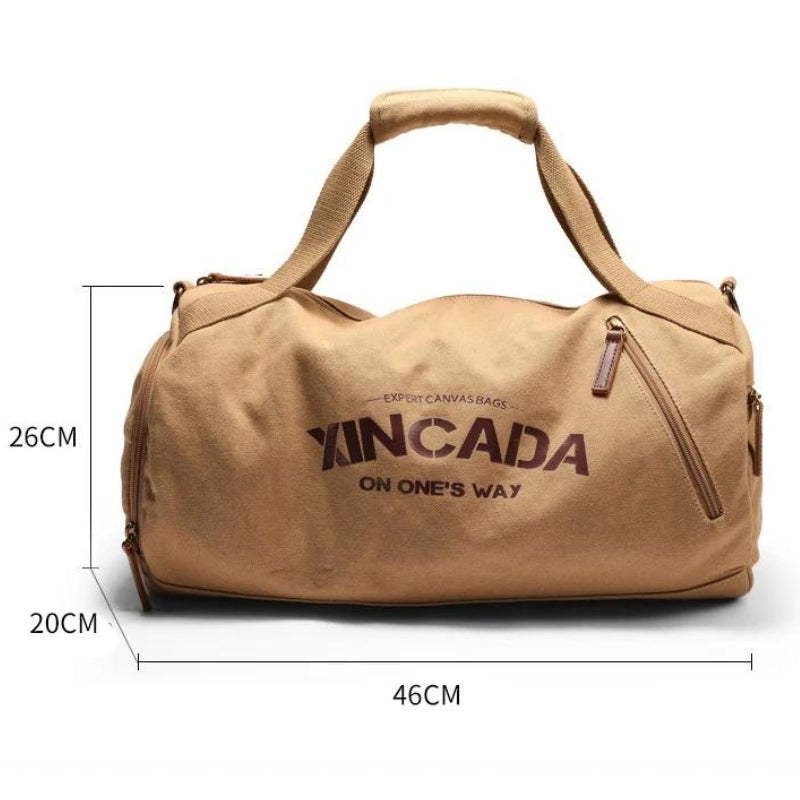 Sac de Voyage en Toile gros plan dimensions - Noir - Beige