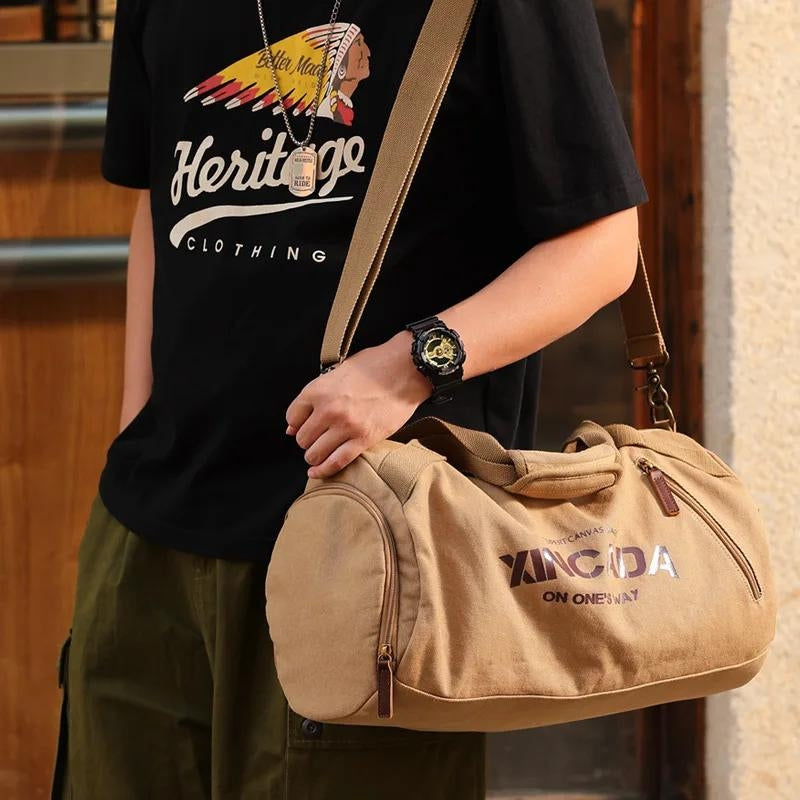 sac de voyage en toile homme - Noir - Beige
