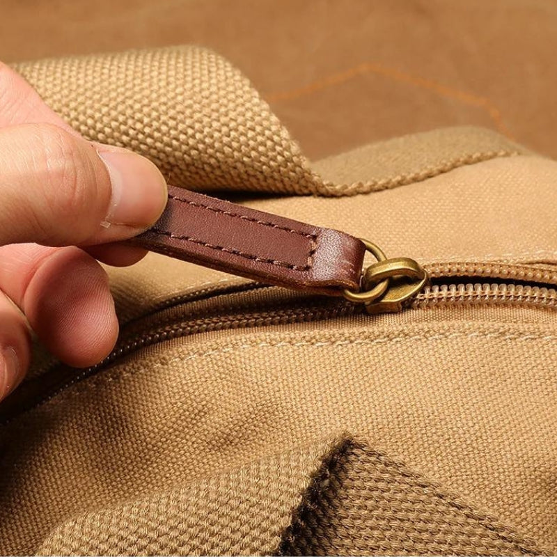Sac de Voyage en Toile gros plan fermeture zippée - Noir - Beige