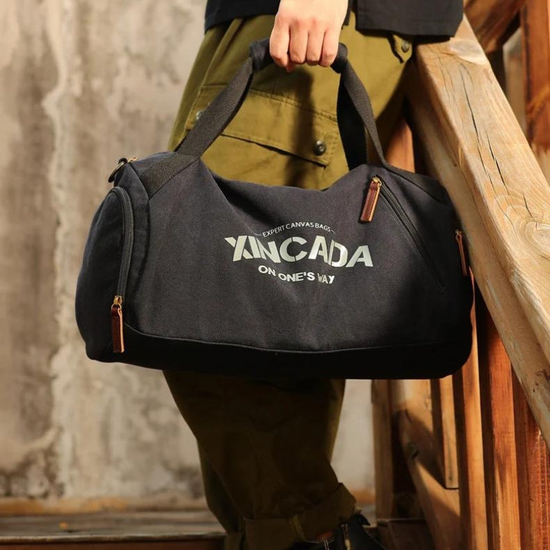 sac de voyage en tissus - Noir - Beige