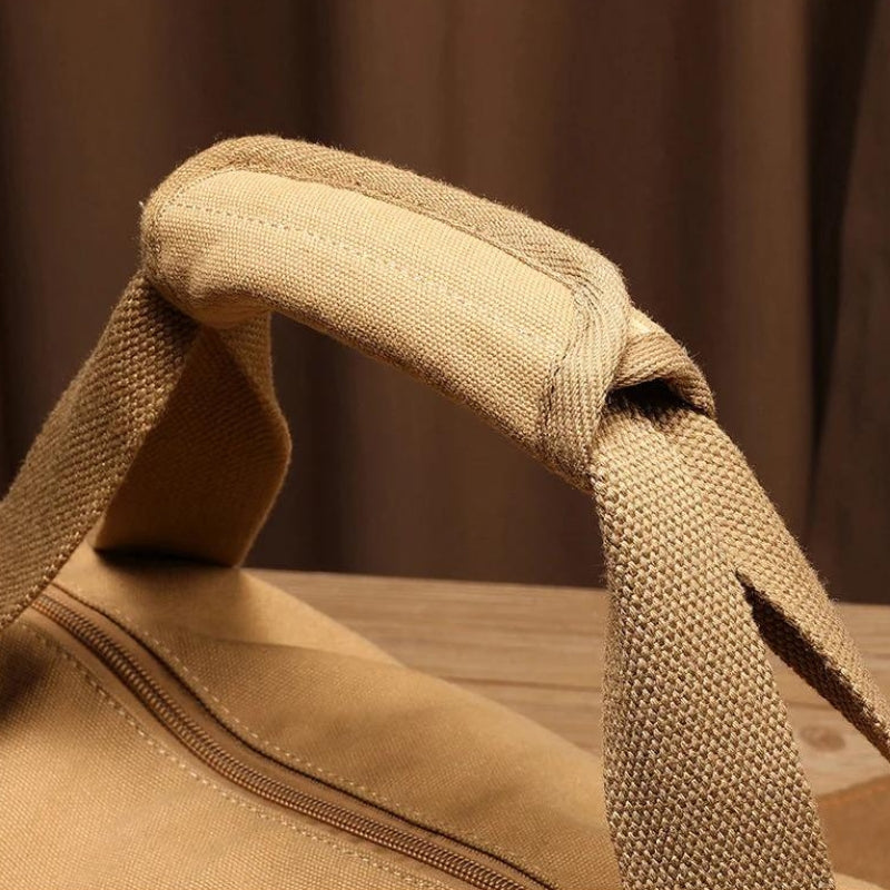 Sac de Voyage en Toile gros plan poignée - Noir - Beige