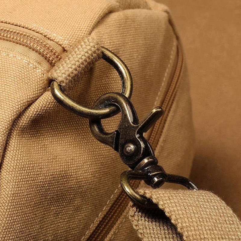 Sac de Voyage en Toile détail du fermoir - Noir - Beige