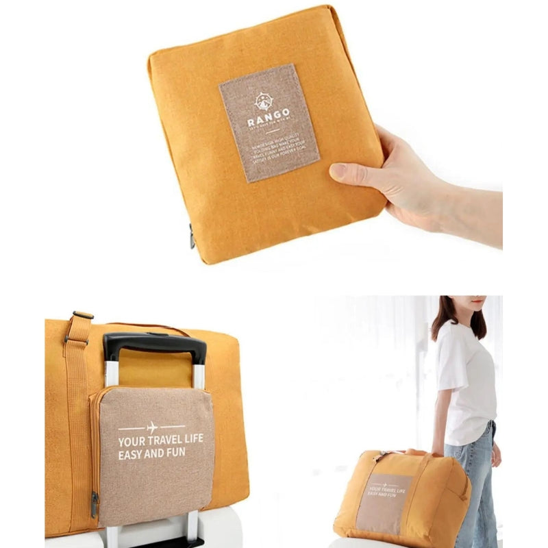 Sac de Voyage Pliable Pochette sac plié à la main - Jaune - Noir - Bleu