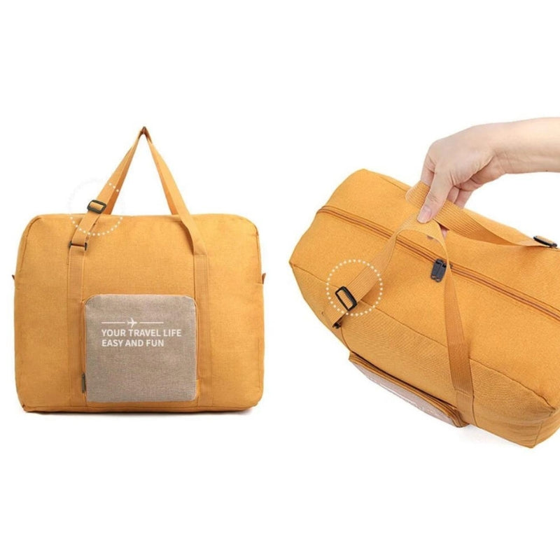 Sac de Voyage Pliable Pochette gros plan fermeture zippée - Jaune - Noir - Bleu