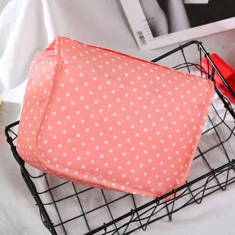 trousse de toilette femme grande - Rose Motif à Pois