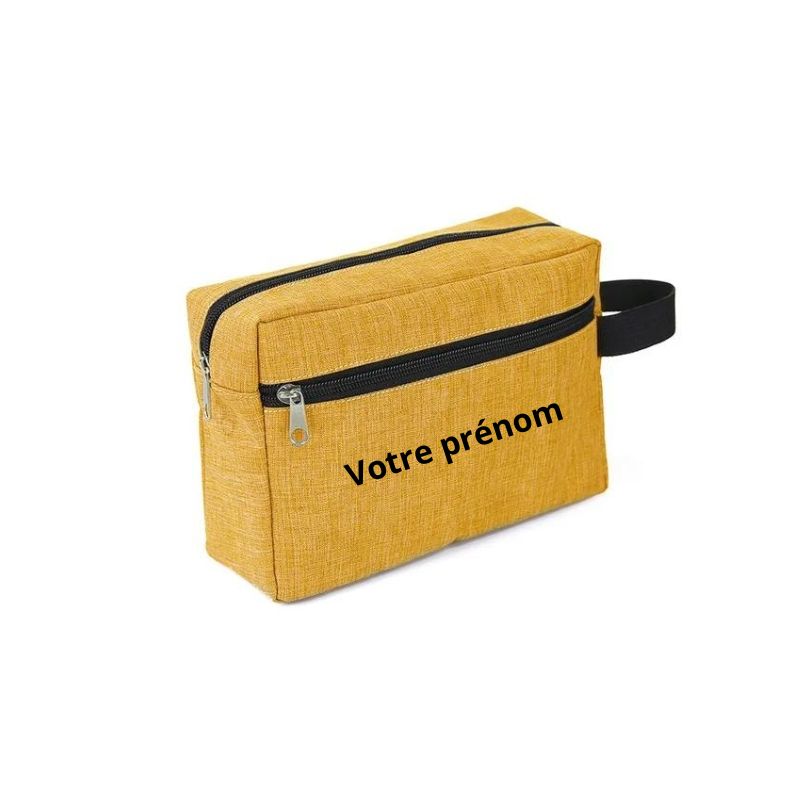 trousse maquillage personnalisée - Jaune - Avec Gravure Personnalisée