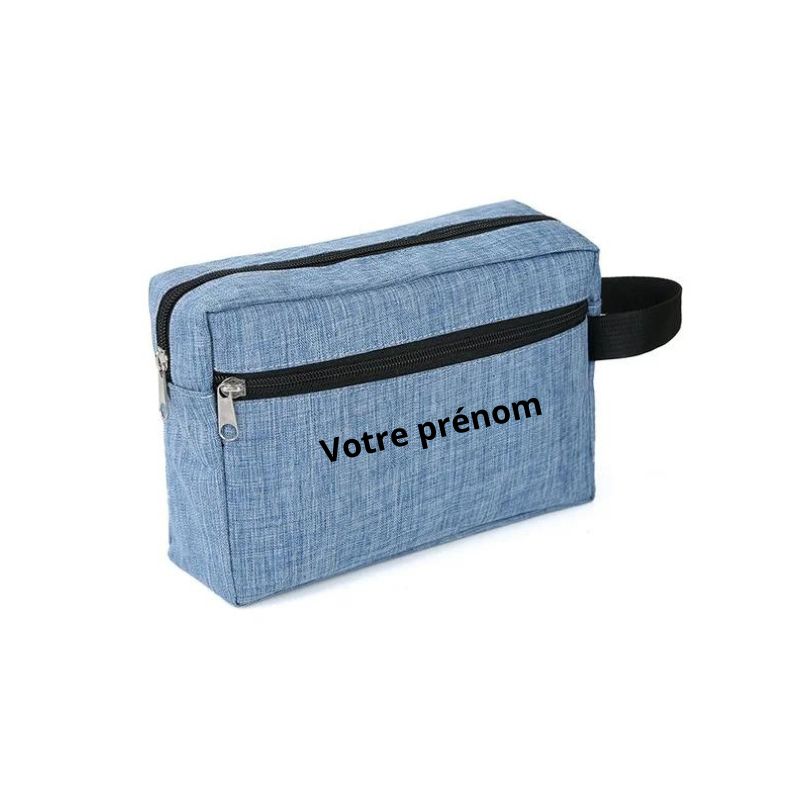 trousse de toilette personnalisée fille - Bleu - Avec Gravure Personnalisée