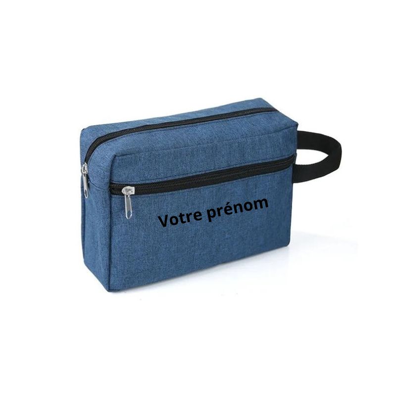 trousse de toilette à personnaliser - Bleu Marine - Avec Gravure Personnalisée