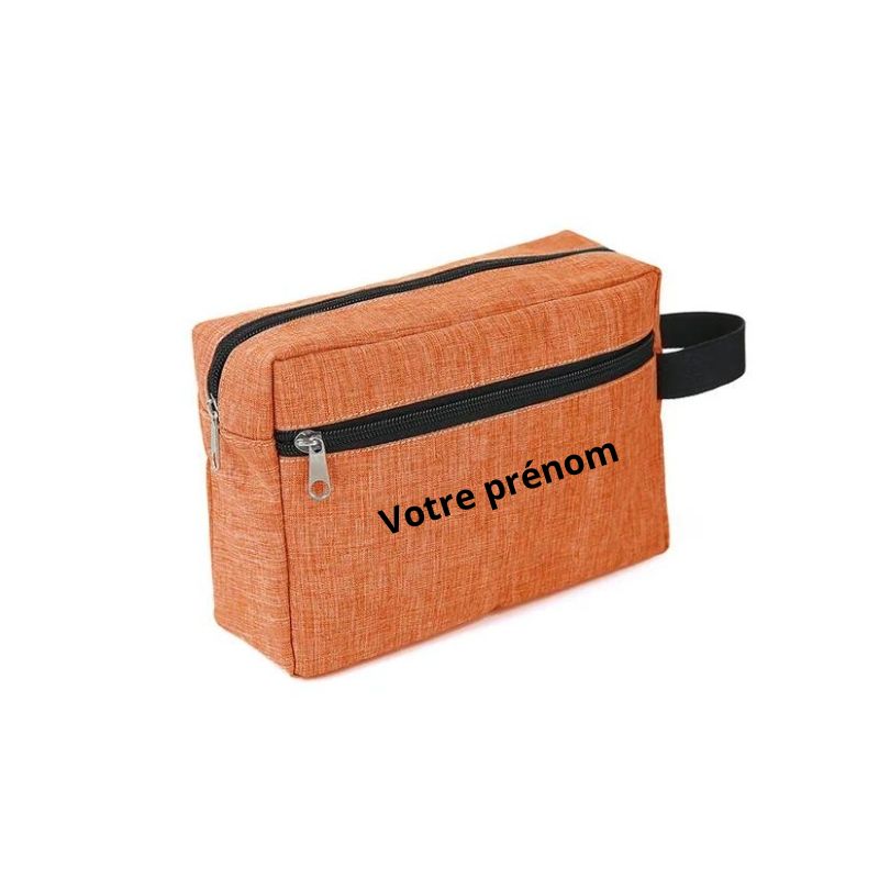 trousse de toilette personnalisée femme - Orange - Avec Gravure Personnalisée