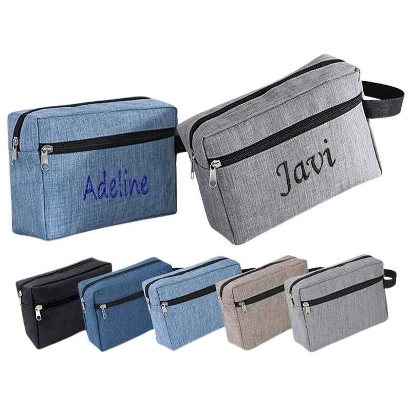 trousse de toilette personnalisable homme - Noir - Bleu - Bleu Marine - Gris - Rose - Kaki - Rouge - Orange - Violet - Jaune - Vert