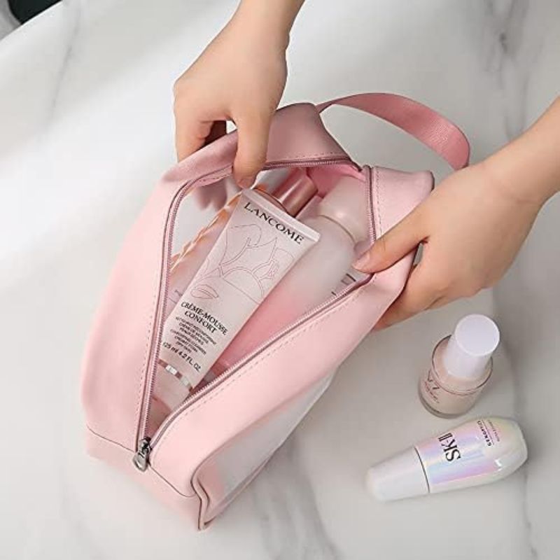 trousse de toilette transparente - Noir - Rose - Blanc
