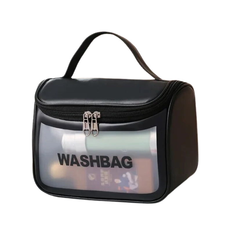 transparent plastic toiletry pouch - Black - XL