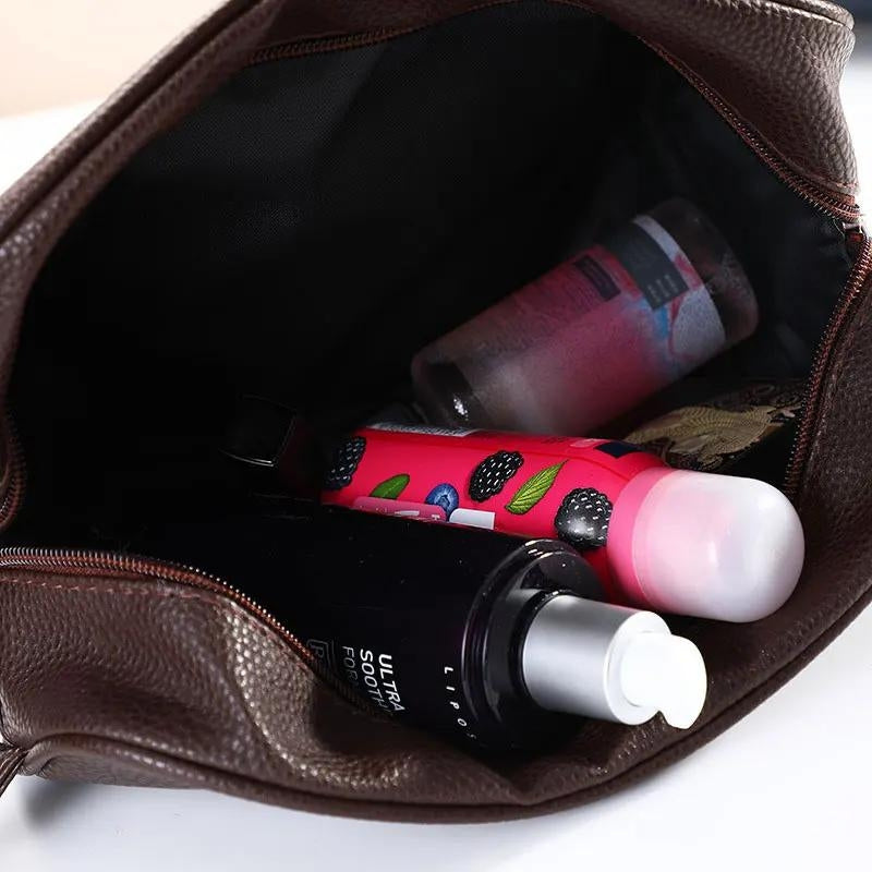 trousse de toilette homme cuir personnalisable - Noir - Marron - Bleu