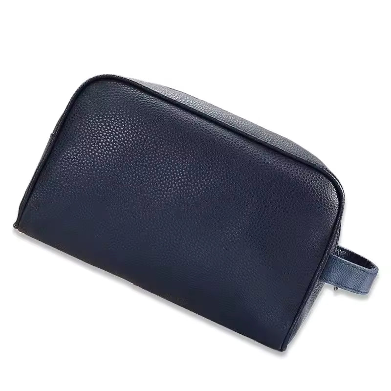 trousse toilette voyage en cuir - Bleu - Non Personnalisable